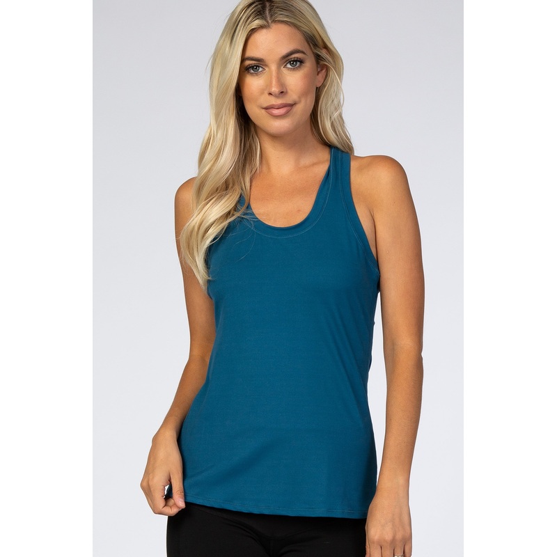 Teal Solid Active Racerback Tank Top