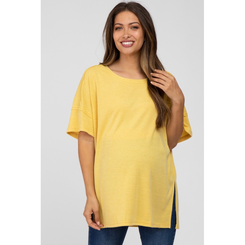 Yellow Knit Oversized Maternity Top