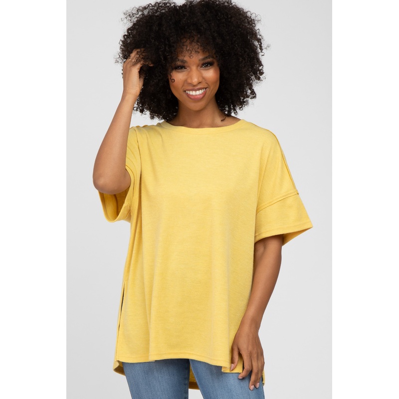 Yellow Knit Oversized Top