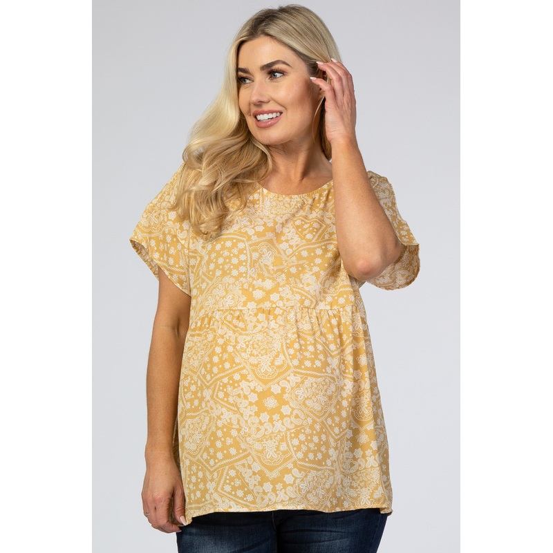 Yellow Paisley Babydoll Maternity Top
