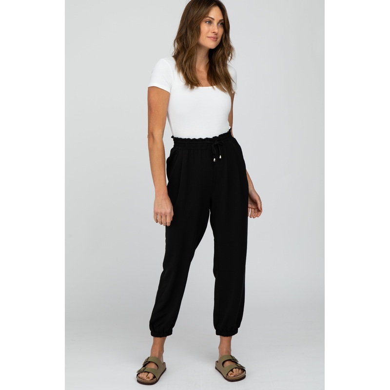 Black Drawstring Crop Pants