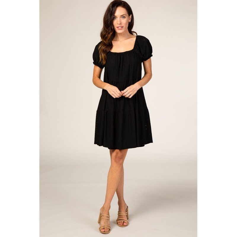 Black Eyelet Babydoll Dress