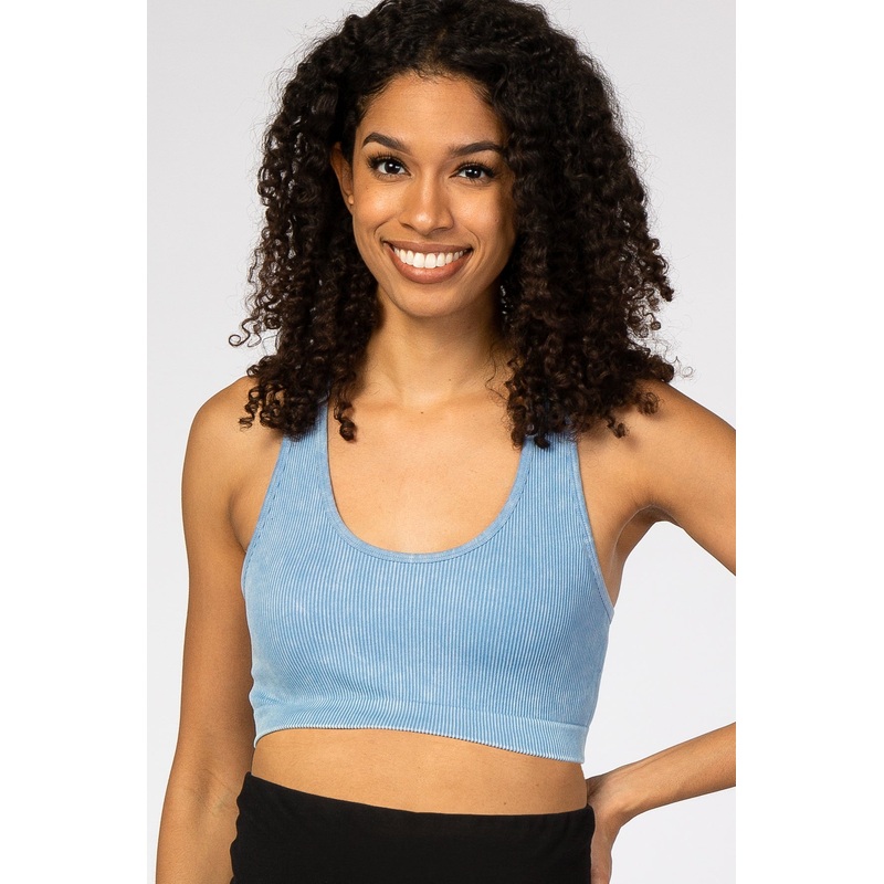 Light Blue Ribbed Racerback Maternity Sports Bra