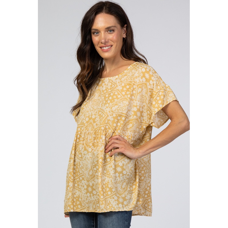 Yellow Paisley Babydoll Top