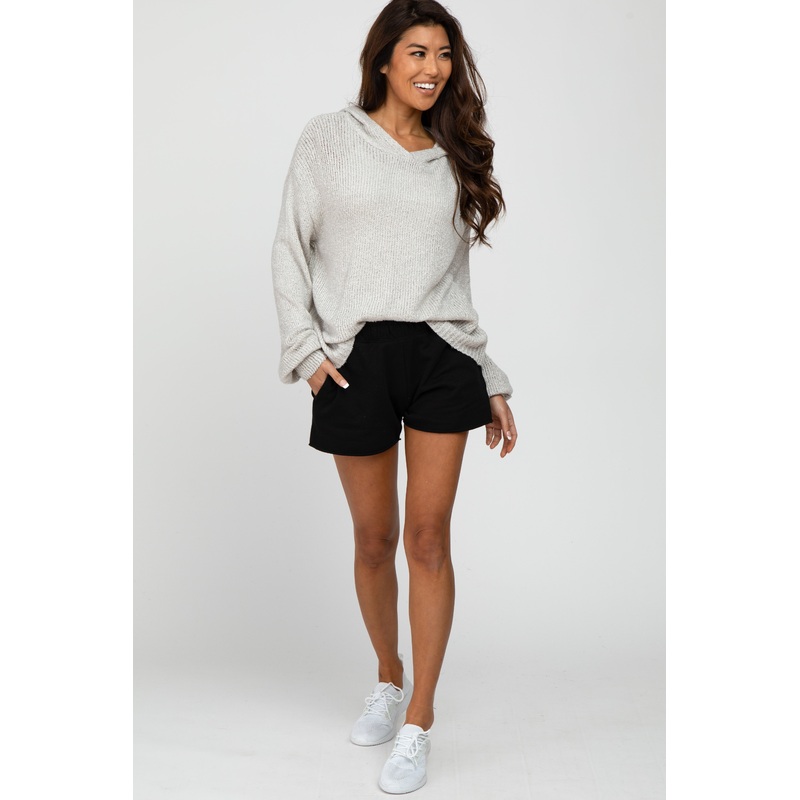 Black French Terry Raw Hem Shorts