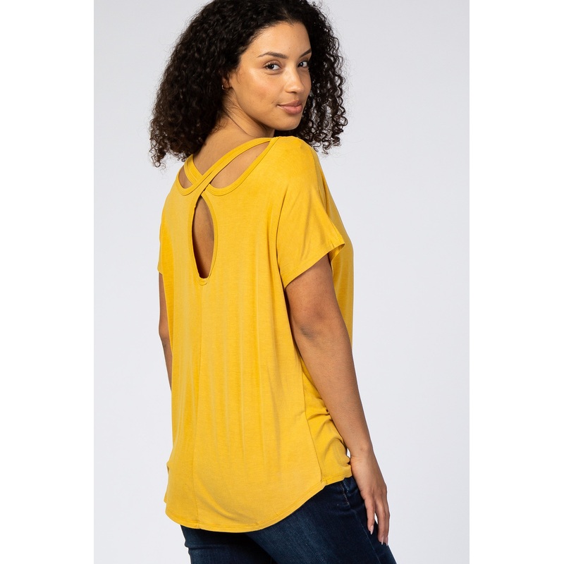 Yellow Cross Back Short Sleeve Top