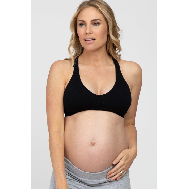 Black Lace Racerback Maternity Bralette