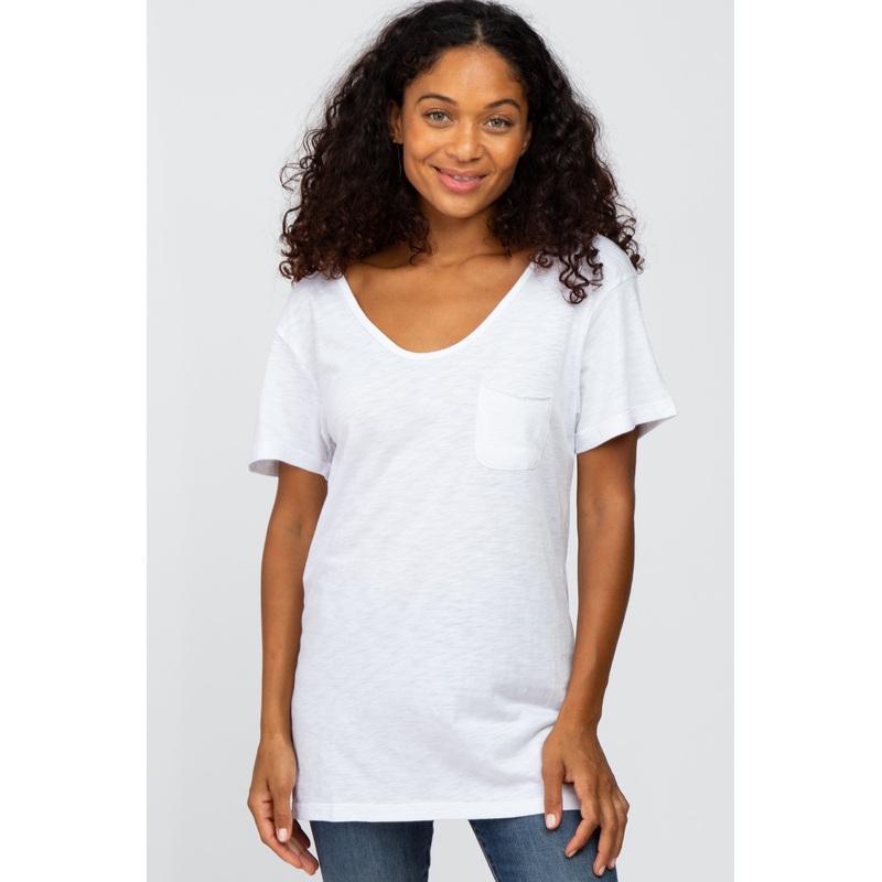White Front Pocket T Shirt