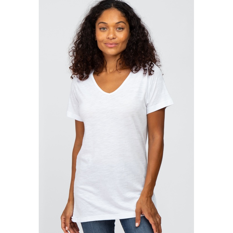 White V-Neck T Shirt