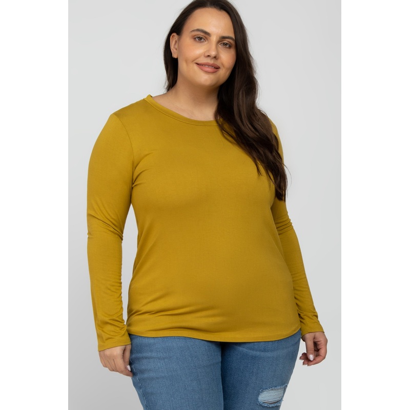 Yellow Long Sleeve Plus Top