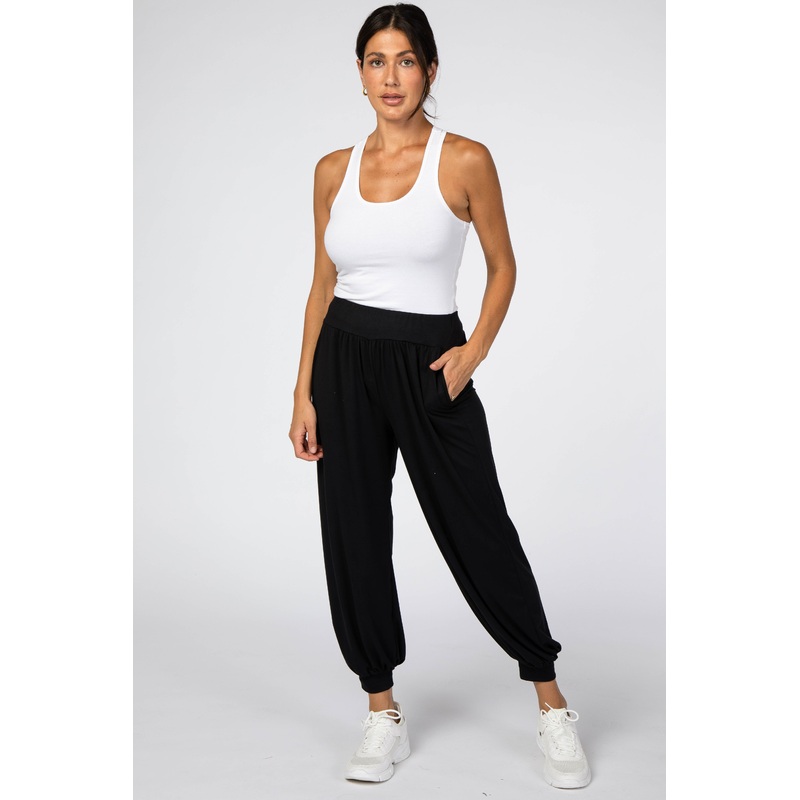 Black Soft Knit Harem Pants