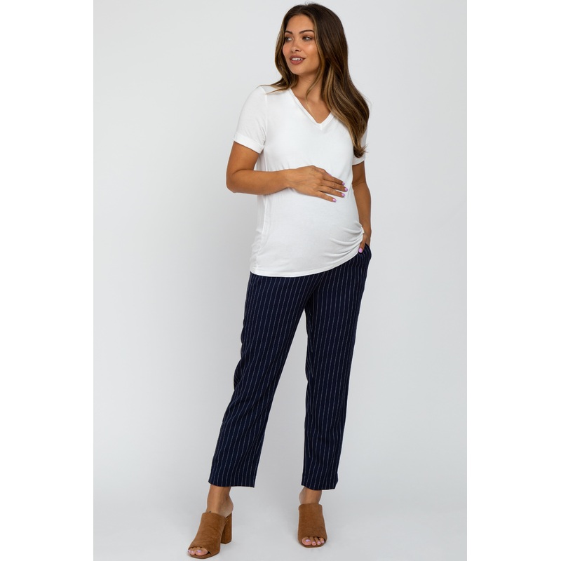 Navy Blue Pinstripe Maternity Pants