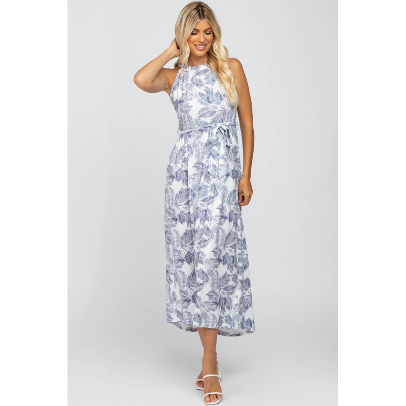 White Floral Empire Maxi Dress