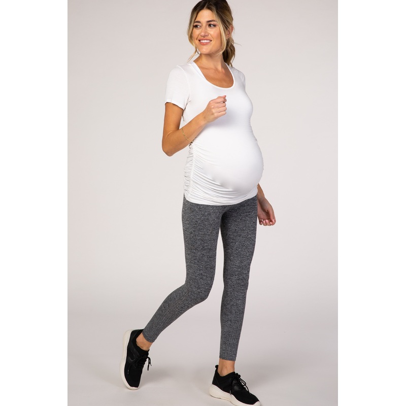 Grey Seamless Breathable Maternity Active Leggings