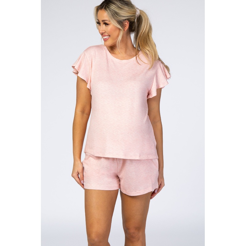 Light Pink Ruffle Maternity Pajama Set