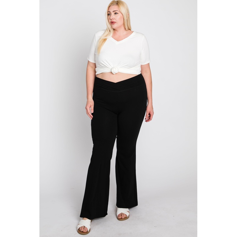 Black Layered V-Front Plus Leggings