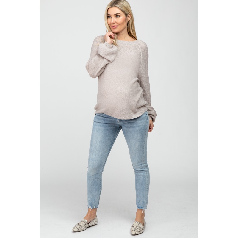 Light Blue Raw Hem Maternity Skinny Jeans