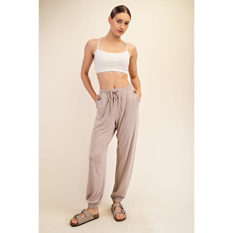 Beige Drawstring Jogger Pants