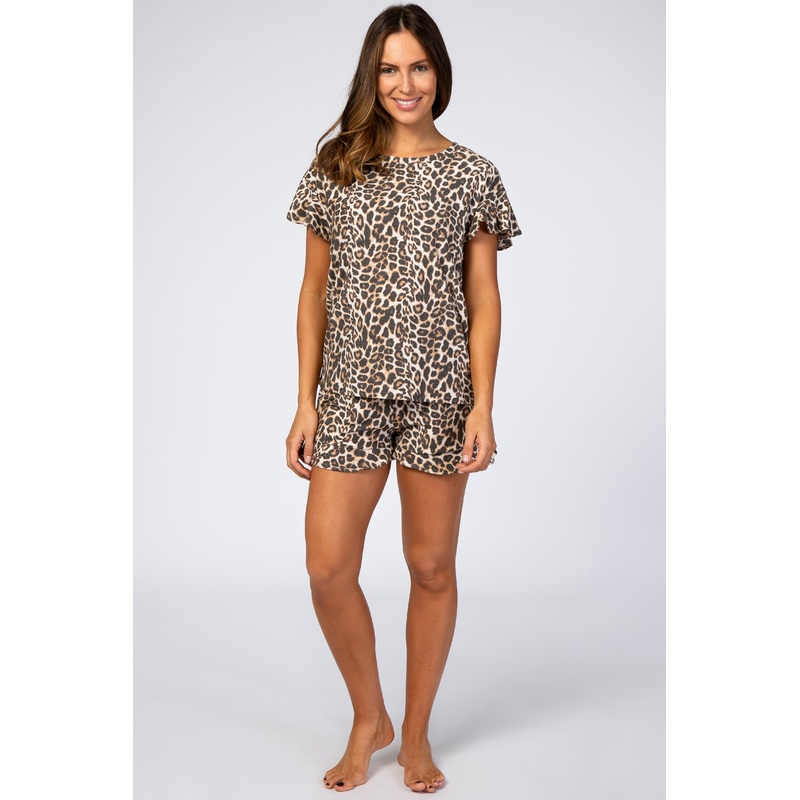 Brown Leopard Short Pajama Set