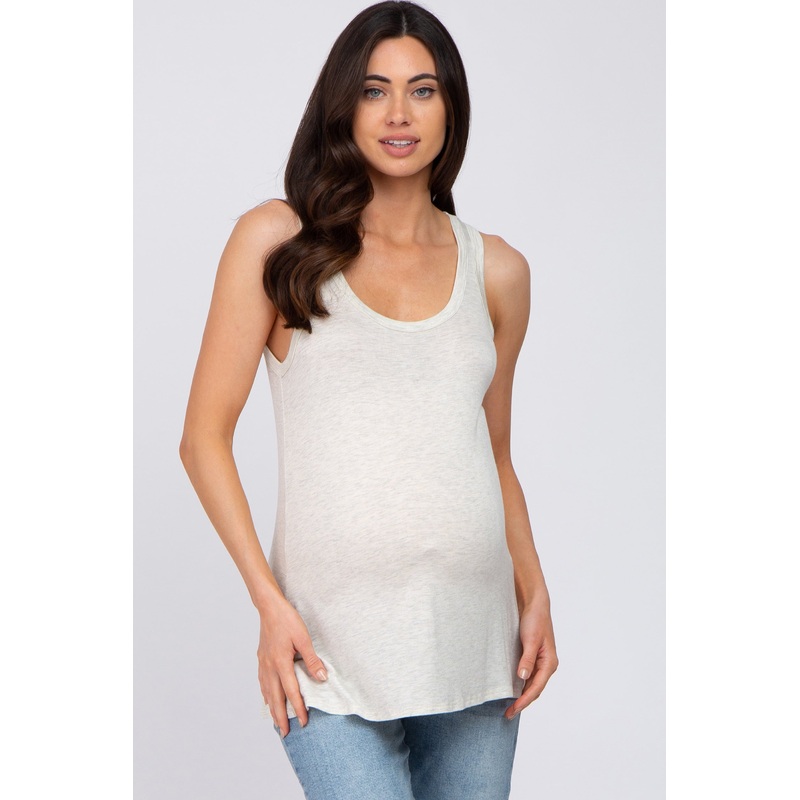 Beige Basic Maternity Tank Top