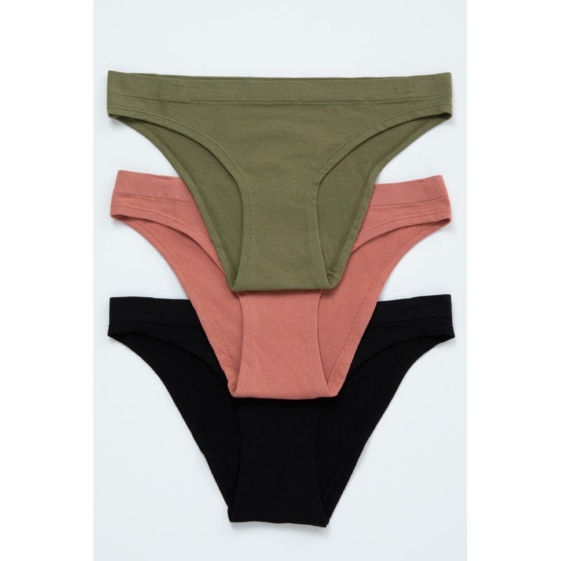 Multi-Color Ribbed Seamless Underwear Set