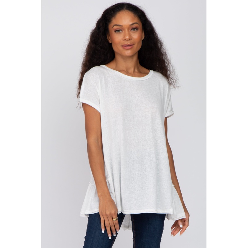 White Ruffle Back Top