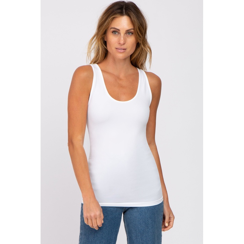 White Seamless Fitted Tank Top