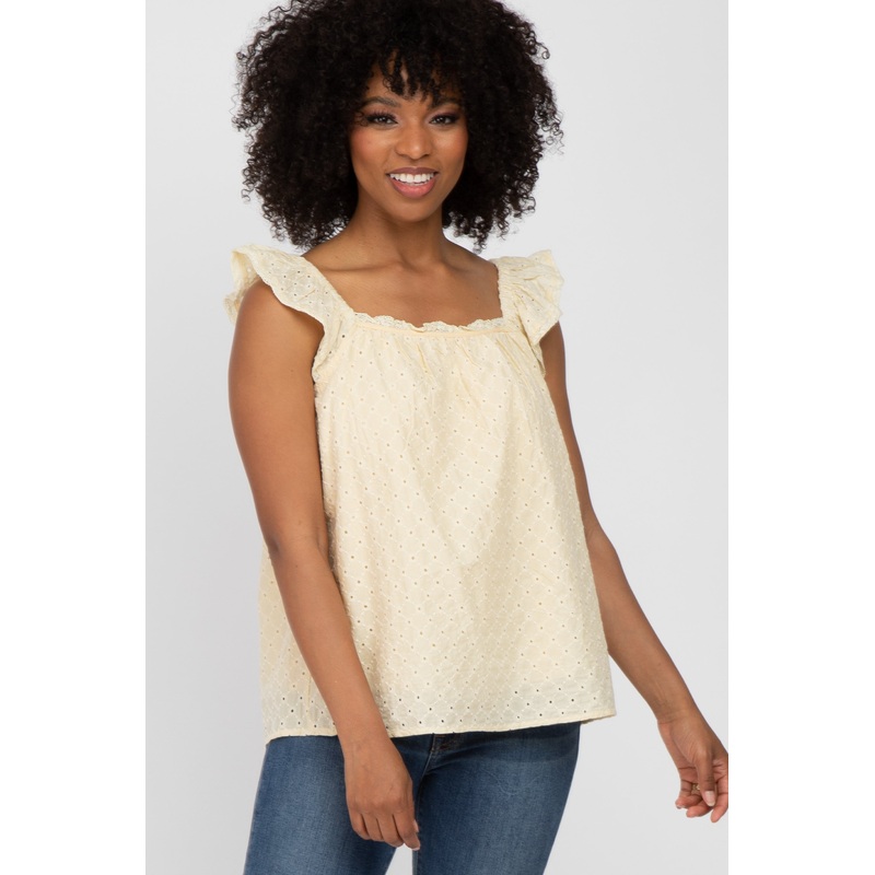 Yellow Eyelet Lace Blouse