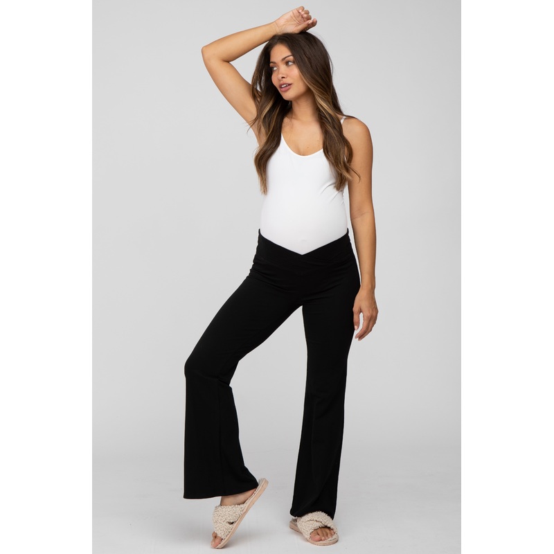 Black Layered V-Front Maternity Leggings