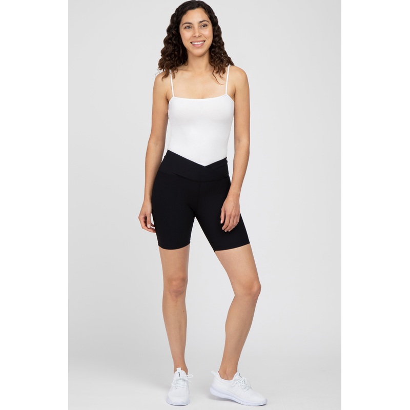 Black Crossover Waist Bike Shorts