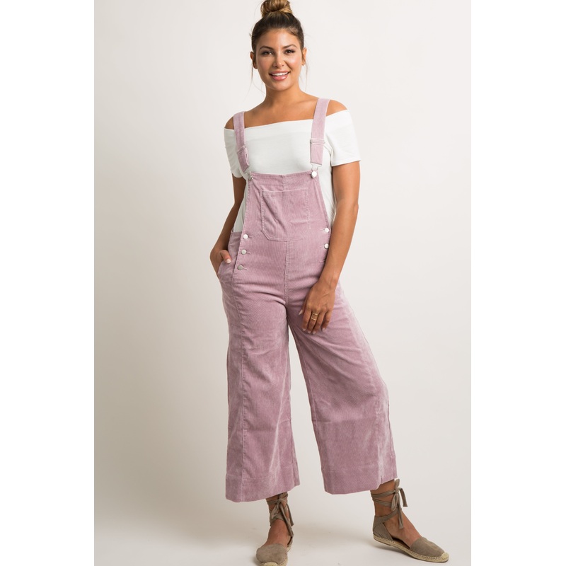 Pink Corduroy Pocket Front Overalls