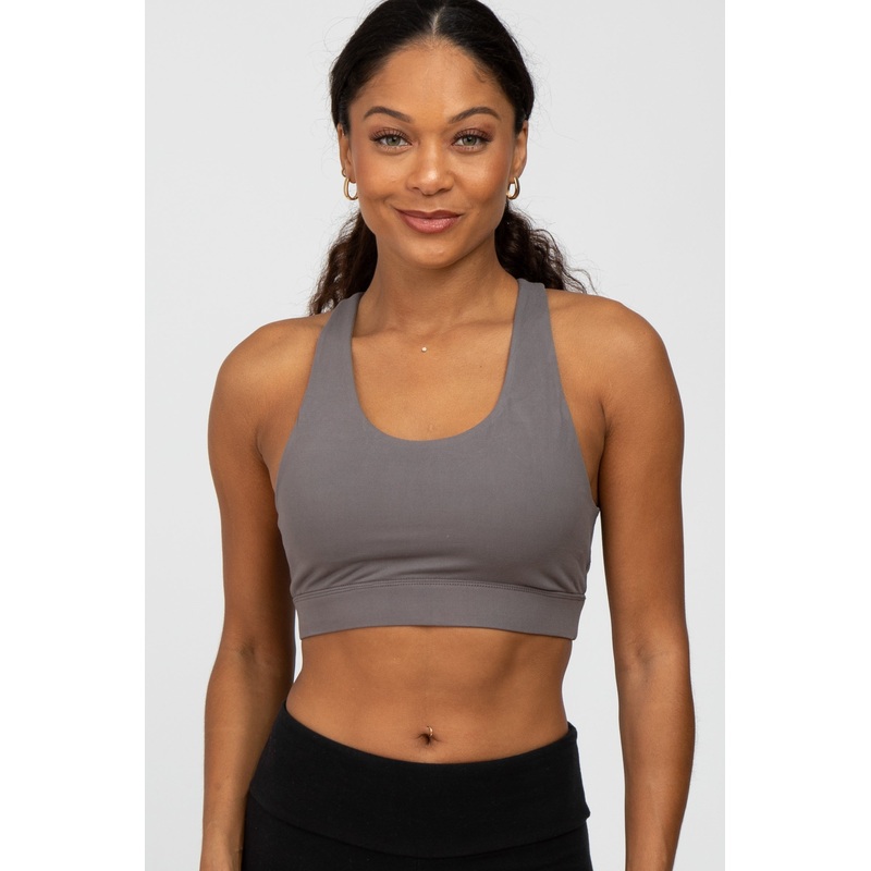 Grey Mesh Racerback Sports Bra