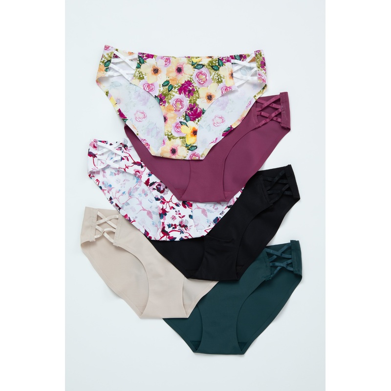 Multicolor Seamless Crisscross Accent Underwear Set