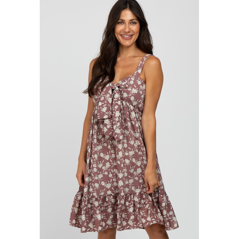 Violet Floral Tie Front Cut-out Dress