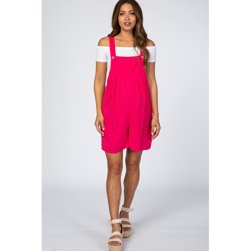 Fuchsia Maternity Short Overalls