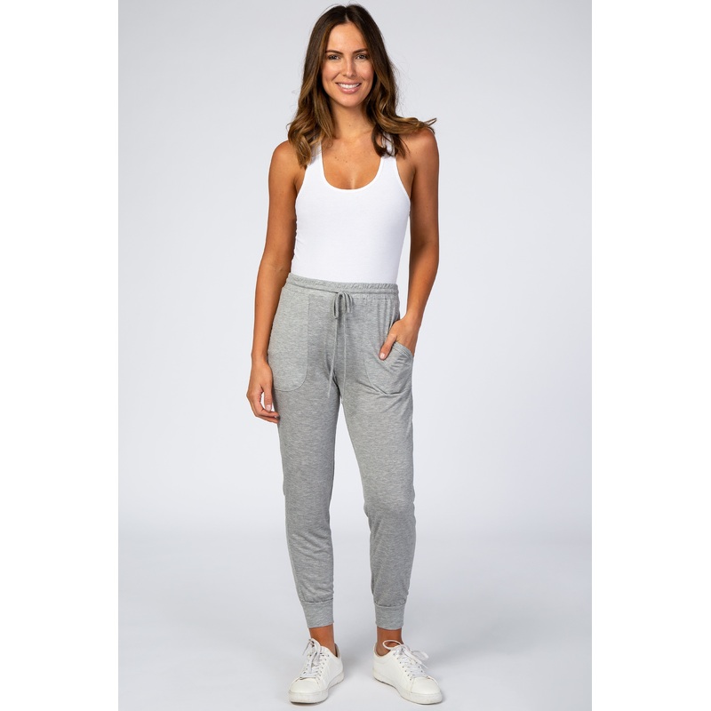 Heather Grey Knit Drawstring Pants