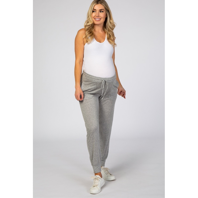 Heather Grey Knit Maternity Drawstring Pants