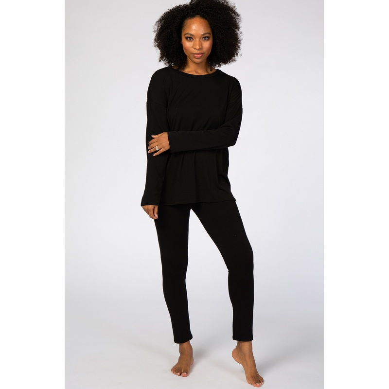 PinkBlush Black Basic Long Sleeve Pajama Set