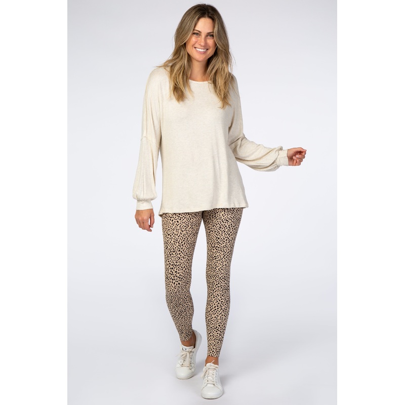 Taupe Animal Print Ribbed Leggings