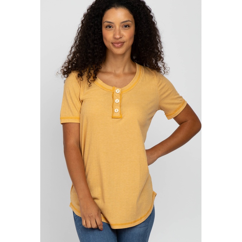Yellow Button Front T Shirt