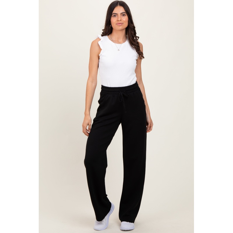 Black Straight Leg Drawstring Sweatpants