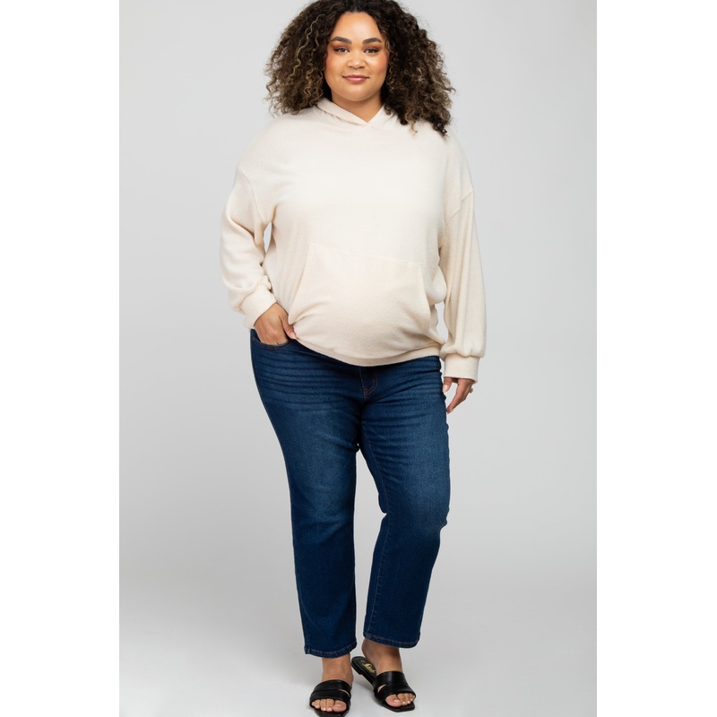 Navy Blue Cropped Straight Leg Maternity Plus Jeans