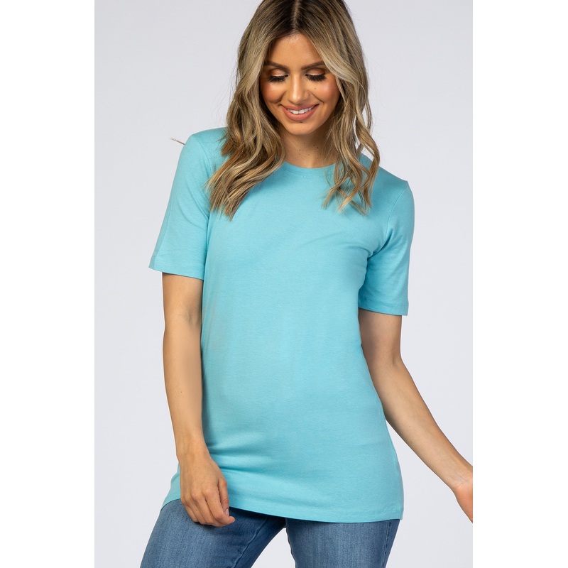 Aqua Crew Neck Short Sleeve Top