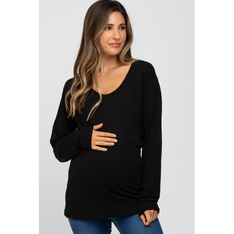 Black Long Sleeve Maternity Active Top