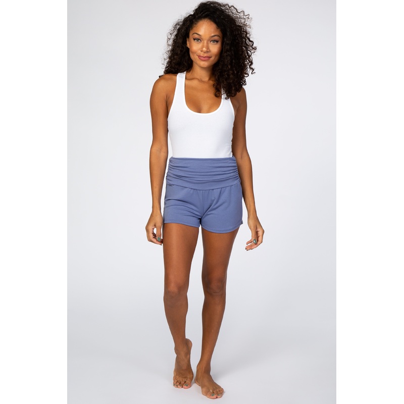 Blue Ruched Side Lounge Shorts