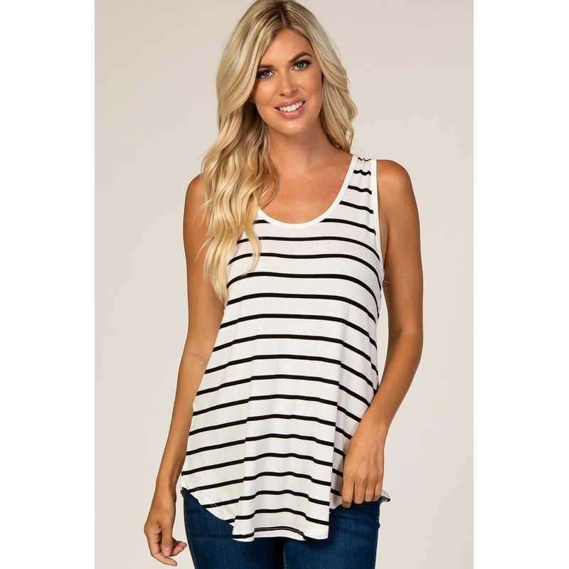 White Striped Sleeveless Top