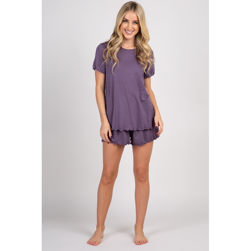 Lavender Ruffle Trim Pajama Set