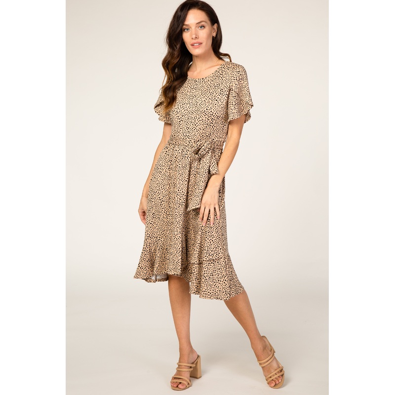 Animal Print Sash Tie Dress