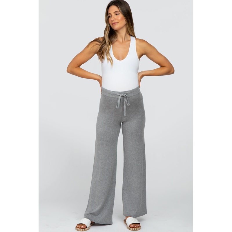 Heather Grey Sweater Knit Maternity Pants