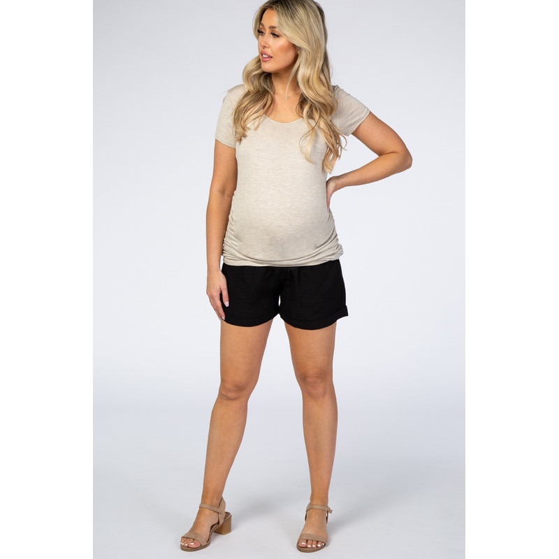 PinkBlush Black Cuffed Maternity Shorts